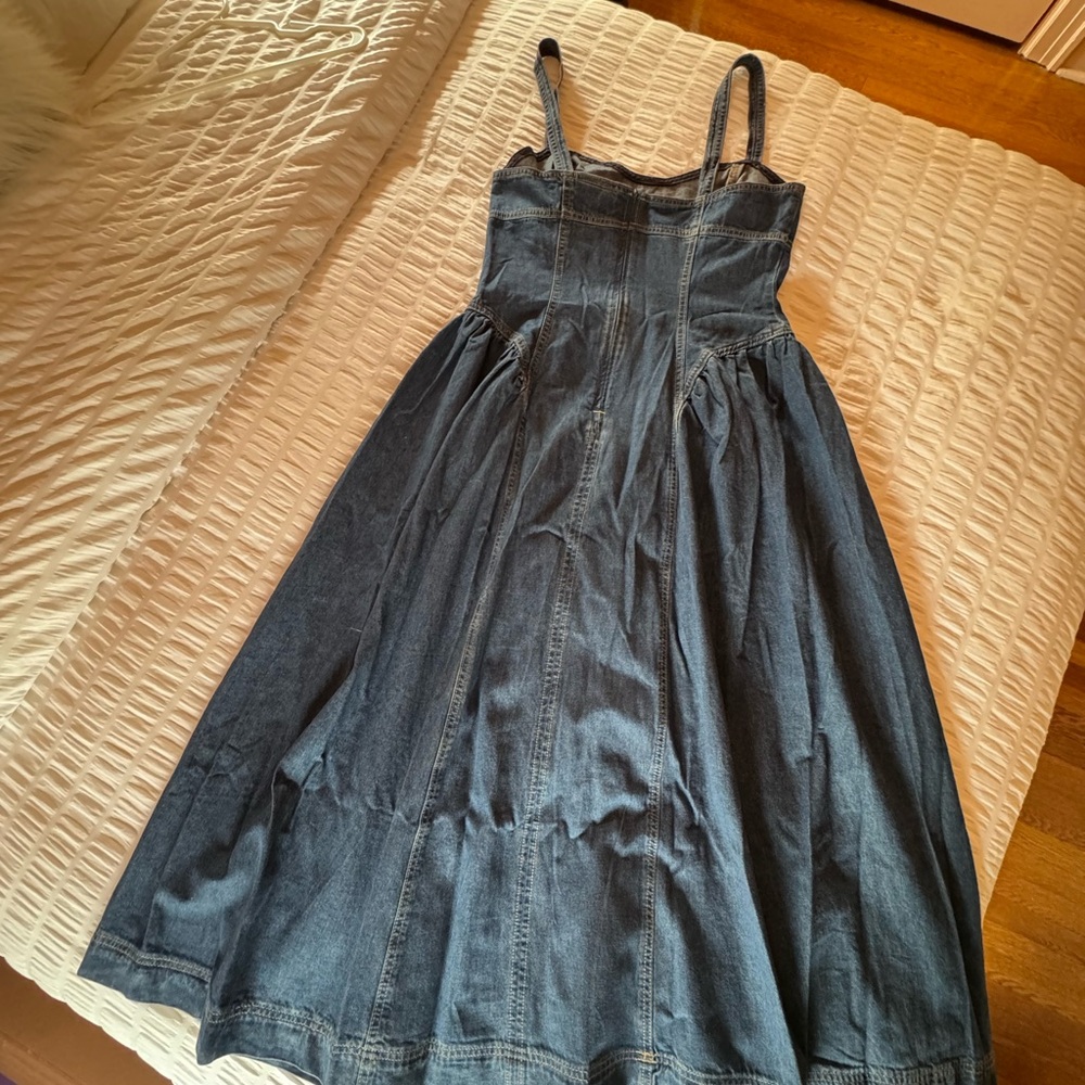 H&M Dark Blue Denim Midi Dress - Picture 2 of 8